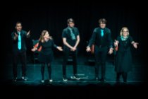 Piotr Mirowski, Sarah Davies, Paul Little, Julie Flower and Marouen Mraihi at the Edinburgh International Improv Festival, 1 March 2020. Credits: Eleanora Briscoe.