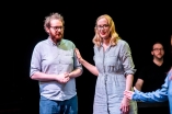 Sarah Davies and Harry Turnbull - Rosetta Code by Improbotics at The Cockpit Theatre, Camden Fringe 2021 - Photo by Lidia Crisafulli
