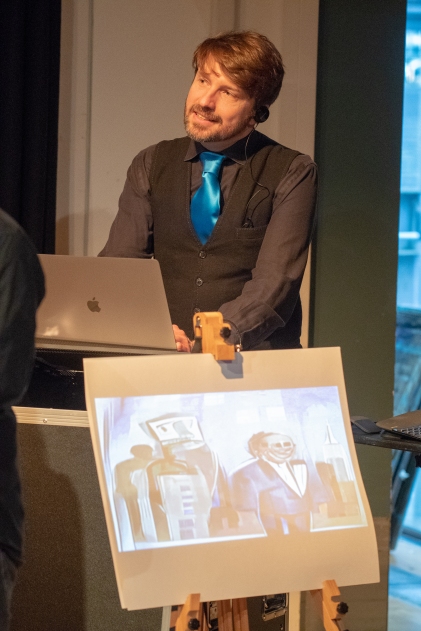 Piotr Mirowski – Artificial Intelligence Improvisation by Improbotics at the Attenborough Arts Centre, Leicester Comedy Festival 2022 – Photo by Stuart Hollis