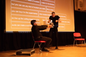 Piotr Mirowski and Julian Faid – Artificial Intelligence Improvisation by Improbotics at the Attenborough Arts Centre, Leicester Comedy Festival 2022 – Photo by Stuart Hollis